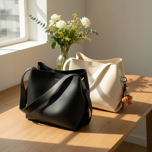 PU Leather Tote Bag Large-Capacity <strong>Medium</strong> Soft Women Solid Color Crossbody Zippered Polyester Lined Daily <strong>Handbag</strong> - Product Image 1