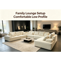 Modernes Modulares Blocksofa aus Off-White Stoff, L-förmiges Sektionalsofa für Wohnzimmer, Abnehmbare Kissen, Flaches Profil, Breit
