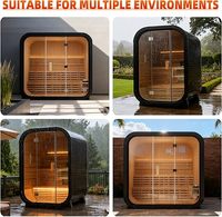 Sauna Eléctrica de Madera Maciza de Cedro Rojo de Lujo para Exteriores con Exterior Negro para 2-4 Personas