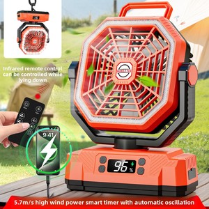 Ventilateur oscillant numérique 20000 mAh avec lumière, portable, rechargeable Type-C, pour camping extérieur, ventilateur suspendu avec lampe LED pour la vente en gros - Product Image 3