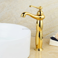 Accessoires de lavabo de salle de bain de luxe Robinet en laiton couleur or avec eau froide et chaude