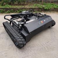 Tondeuse à gazon télécommandée automatique DIY avec chenilles en caoutchouc tout-terrain, robot agricole RC, fonction de braquage zéro, souffleuse à neige