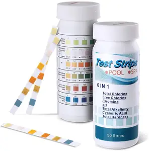 Swimming pool spa hot tub 6 in 1 water test strips for hardness chlorine pH testing