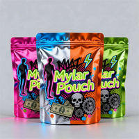 Sachet refermable en aluminium holographique imprimé numériquement de 3,5 g pour emballage alimentaire, anti-odeur, avec fermeture éclair en Mylar