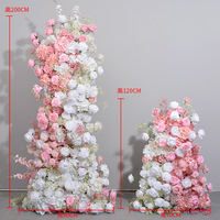 Ensemble de 2 tours florales de luxe en soie rose et blanche, pilier de gâteau haute densité pour fête d'anniversaire de fille, toile de fond de scène de mariage