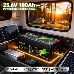 Batterie LiFePO4 25,6V 24V 100Ah à décharge profonde pour applications solaires, VR, marines et UPS - Product Image 2