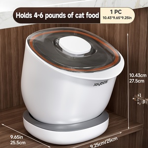 White PP <b>Cat</b> <b>Food</b> <b>Storage</b> Container Moisture Proof Dustproof Pet Feed Bin with Lid Kitchen Grain Jar - Product Image 1