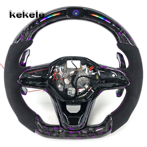 Nouveau volant en fibre de carbone forgé violet LED pour Volkswagen VW <span class=keywords><strong>GOLF</strong></span> <span class=keywords><strong>8</strong></span> MK8 GTI R volant de <span class=keywords><strong>style</strong></span> sport - Product Image 1