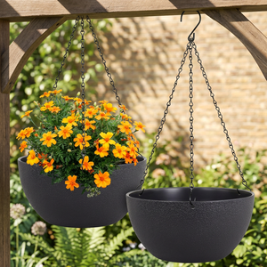 <b>Large</b> 10 Inch Wide Crystal Minimalist Lightweight Hanging Circular Basket Garden Plant <b>Pots</b> for Vine Plants Flowers Saleem - Product Image 3