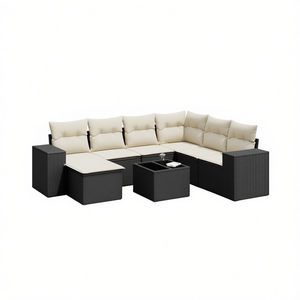 Black <b>Rattan</b> Garden <b>Sofa</b> Set 6 Seater Outdoor Furniture Weather Resistant Contemporary Design - Product Image 1