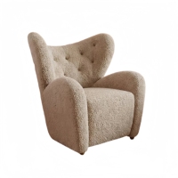 Fauteuil en tissu peluche fait main de style moderne, ultra-doux, en polaire Teddy, avec dossier enveloppant incurvé pour appartement