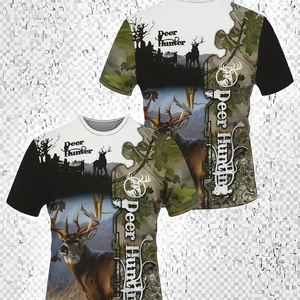 DEER HUNTER 3D Printed Casual T-Shirt Men <b>Pattern</b> Comfy Breathable Sublimation Loose Custom Clothing Spring Summer 180 Grams - Product Image 3
