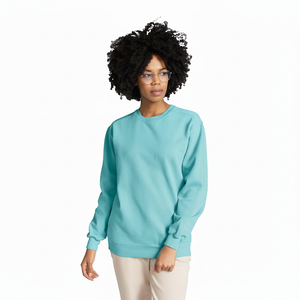 เสื้อสเวตเตอร์คอกลมแขนยาวยูนิเซ็กส์สำหรับผู้ชายและผู้หญิงมีฮู้ดพิมพ์ลายนูนโลโก้ - Product Image 1