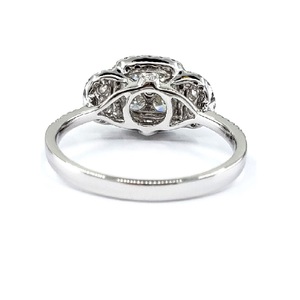 Wholesale Jewellery Stylish Design Top Quality 18k Solid White Gold Real Diamond Round Detailed Cluster Rings for Girl - Product Image 3