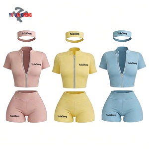 Completo Sportivo Personalizzato da Donna per Palestra e Fitness, Top Yoga con Zip e Leggings a Vita Alta, Set Due Pezzi - Product Image 4