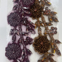 Vente chaude : Applique de col et de décolleté perlée à coudre, 18 couleurs, en strass et cristal, pour robe de mariée et de soirée