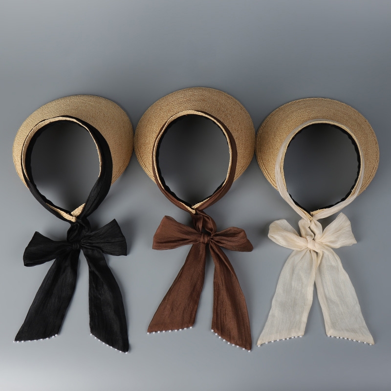 Custom 2025 Big Eaves Retro Cowboy Hat Hand-Woven Raffia Straw Sunshade Casual Polyester Ties for Outdoor Travel Sports