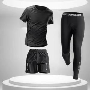 3 adet erkek sıkıştırma pantolon gömlek üst uzun kollu ceket atletik setleri spor giyim erkek egzersiz - Product Image 6