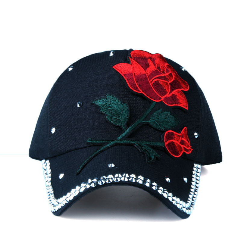 Ladies Bling Breathable Mesh Adjustable Sun Hat Y2K Rose  display picture 1