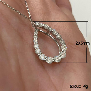 Collar con colgante de cristal en forma de lágrima geométrica para mujer, joyería ligera y minimalista de estilo coreano con cadena para clavícula - Product Image 3