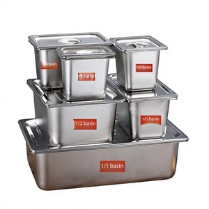 SFB98 806 Bandeja de vapor de acero inoxidable con tapa, contenedor de alimentos rectangular comercial, bandeja de servicio tipo buffet antirust para cocina - Product Image 2
