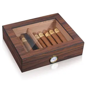 OBM फैक्टरी मूल्य मैट खत्म सिगार भंडारण बॉक्स पारदर्शी ग्लास ढक्कन सिगार humidor