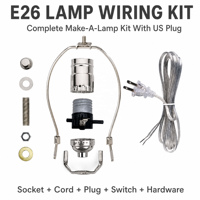   Kit de câblage pour lampe E26 avec cordon de 8 pieds, prise polarisée et interrupteur en ligne pour suspension de luminaire suspendu