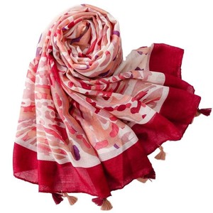 Fashion Lady Thin Long Scarf Creative Geometric Ragged Edge Warm <b>Shawl</b> for Women Printed Polyester Floral Breathable Travel - Product Image 3