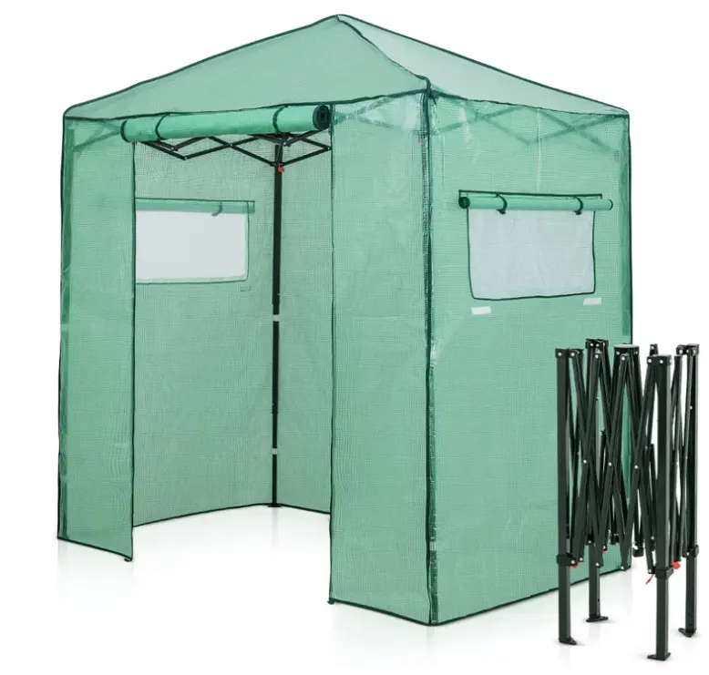 6 'X 4' Rumah Kaca Berjalan Portabel, Pengaturan Cepat Pop-Up Instan untuk Tanaman Luar Ruangan Berkebun Kanopi Rumah Hijau