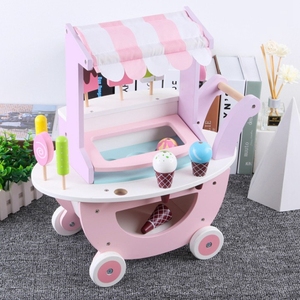 Développement des enfants <span class=keywords><strong>jouet</strong></span> en bois jouets de cuisine rose simulation crème glacée chariot de <span class=keywords><strong>supermarché</strong></span> - Product Image 2