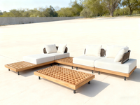 Ensemble de jardin patio extérieur de qualité haut de gamme de luxe Ensemble de canapés en corde de bois de teck Meubles tous temps