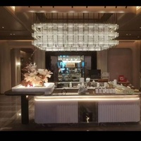 Lustre LED cubique sur mesure de luxe moderne pour projets de hall d'hôtel, éclairage créatif personnalisé