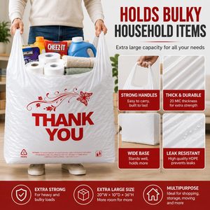 Bolsas de Plástico Extra Grandes YoYoRain para Camisetas, 20x10x36, Resistentes, Blancas, para Compras Comerciales - Product Image 4