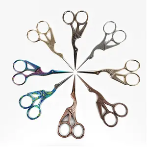 Small Craft Vintage Style All Stainless Steel Sewing Scissors Tailor Scissors Of Embroidery Crane Bird