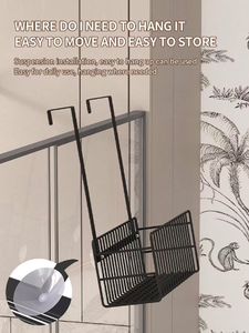 Bathroom Shower Shelf Stainless Steel Modern Brushed Design No-Drill Wall-Mounted Shower Gel Storage Rack & Hanging <b>Basket</b> - Product Image 5