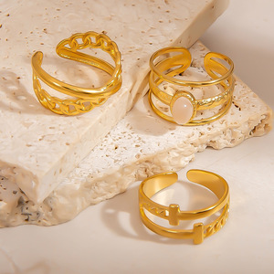 Pulseras de Moda con Diseño Geométrico, Tono Dorado, Incrustaciones de Piedra Natural, Engaste de Bisel, Origen Yiwu JZ21021 - Product Image 2