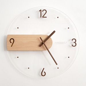 Minimalist Nordic Wall <b>Clock</b> Solid Wood Acrylic Round <b>Silent</b> Living Room Home Decorative Modern Design - Product Image 5