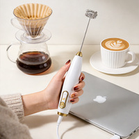 Mousseur à lait électrique sans fil portatif avec mousseur en acier inoxydable, design moderne et minimaliste, petit modèle en U pour lait, café, crème