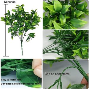 Bán buôn 7 chi nhánh màu xanh lá cây bạch đàn nhân tạo cây Faux lá cho nhà vườn bụi cây cỏ trang trí - Product Image 6