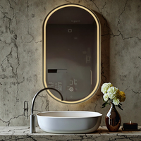 Miroir mural en forme d'arche encadré de métal noir Art Déco, décoration moderne pour salle de bain, design artisanal