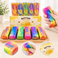 Jouet anti-stress en forme de bâton de beurre, bloc de pâte craquante, jouet moelleux, arc-en-ciel marbré, extensible, pour enfants et adultes