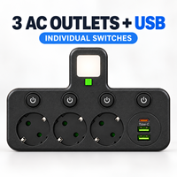 Adaptateur multi-prises industriel OEM personnalisé avec ports de charge USB et interrupteurs individuels marche/arrêt 10A pour la maison et les voyages