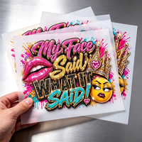 Autocollant de dessin animé, impression de logo sur vêtements, impression par transfert thermique lavable, film holographique PET, couleur personnalisée