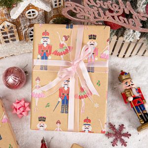 Papel de Regalo Navideño con Diseño de Bailarina de Ballet Cascanueces, con Líneas de Corte en el Reverso, Personalizable para Niños - Product Image 1