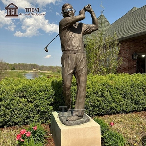 TREVI รูปปั้นผู้ชายรูปปั้นผู้ชายเล่นกอล์ฟทองแดงขนาดใหญ่สำหรับตกแต่งสวนด้านนอกทำจากโลหะใช้ตกแต่งภายนอก - Product Image 1