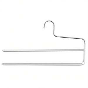Colgador de pantalones y faldas metálico de 35 cm con 2 barras y 2 estribos, color plateado - Product Image 2