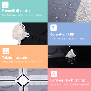 HOMCOM Modular Armario Zapatero Cubos con 8 Estantes 2 Filas, Blanco y Negro en Plástico, 95x37x160 cm - Product Image 5