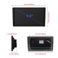 Podofo 9'' 4+64 Go Stéréo de voiture double DIN intégré avec DAB, Android CarPlay, Android Auto, GPS/WiFi/FM/RDS/Hi-Fi/écran tactile IPS ODM/OEM