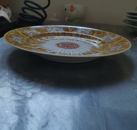 Assiette de service en céramique vintage de 9 pouces, motif Bok Choy et abeilles, faite à la main, marron, pour la décoration de mariage et de la maison