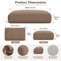 Coussin de siège de banc d'intérieur moderne, rectangulaire, taupe, épais, avec support, antidérapant, garnissage haute densité, doux et durable